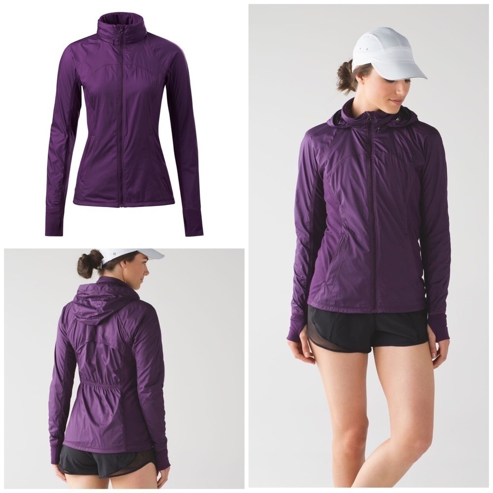 EUC Lululemon Rush Hour Darkest Magenta Purple Hooded Zip Jacket 8​​​​​​​